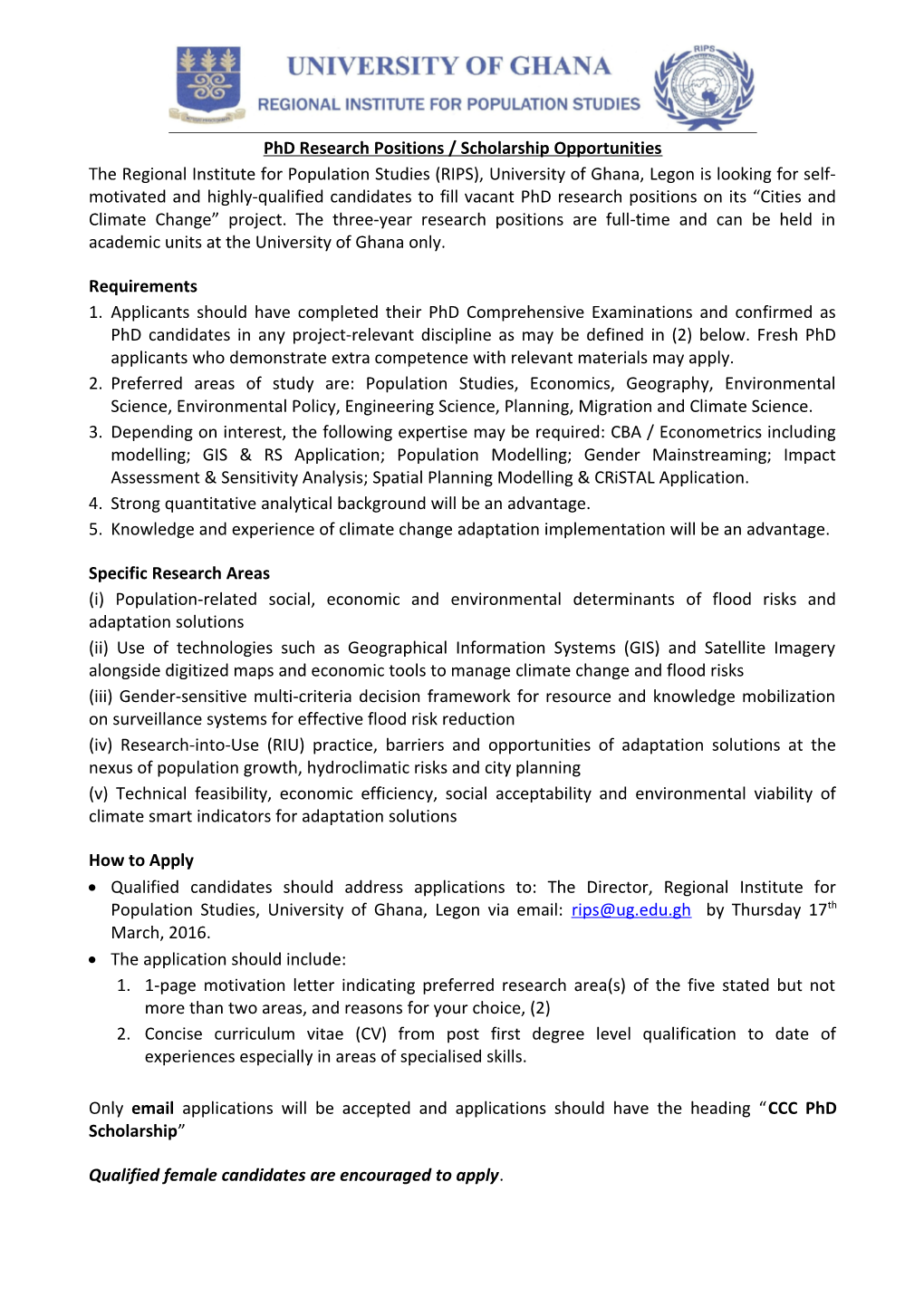 Phd Research Positions / Scholarship Opportunities