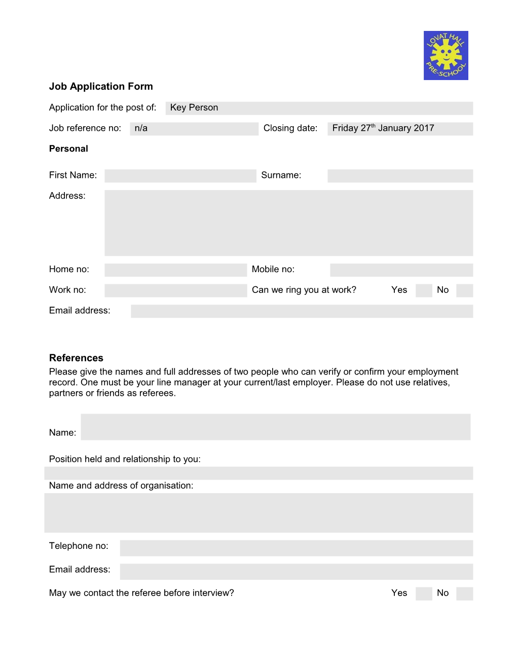 Job Application Form s8
