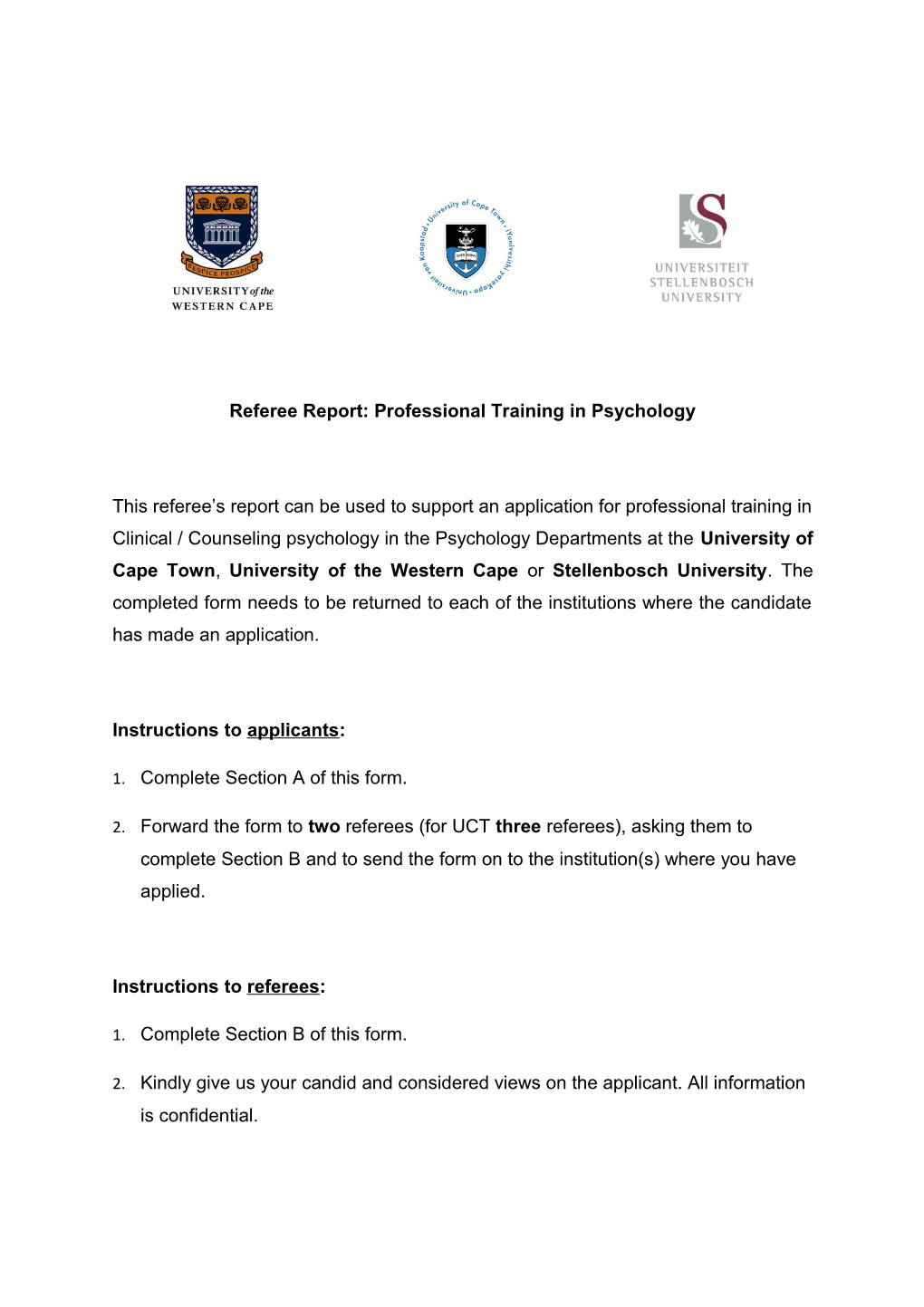 Referee Report: Professional Training in Psychology