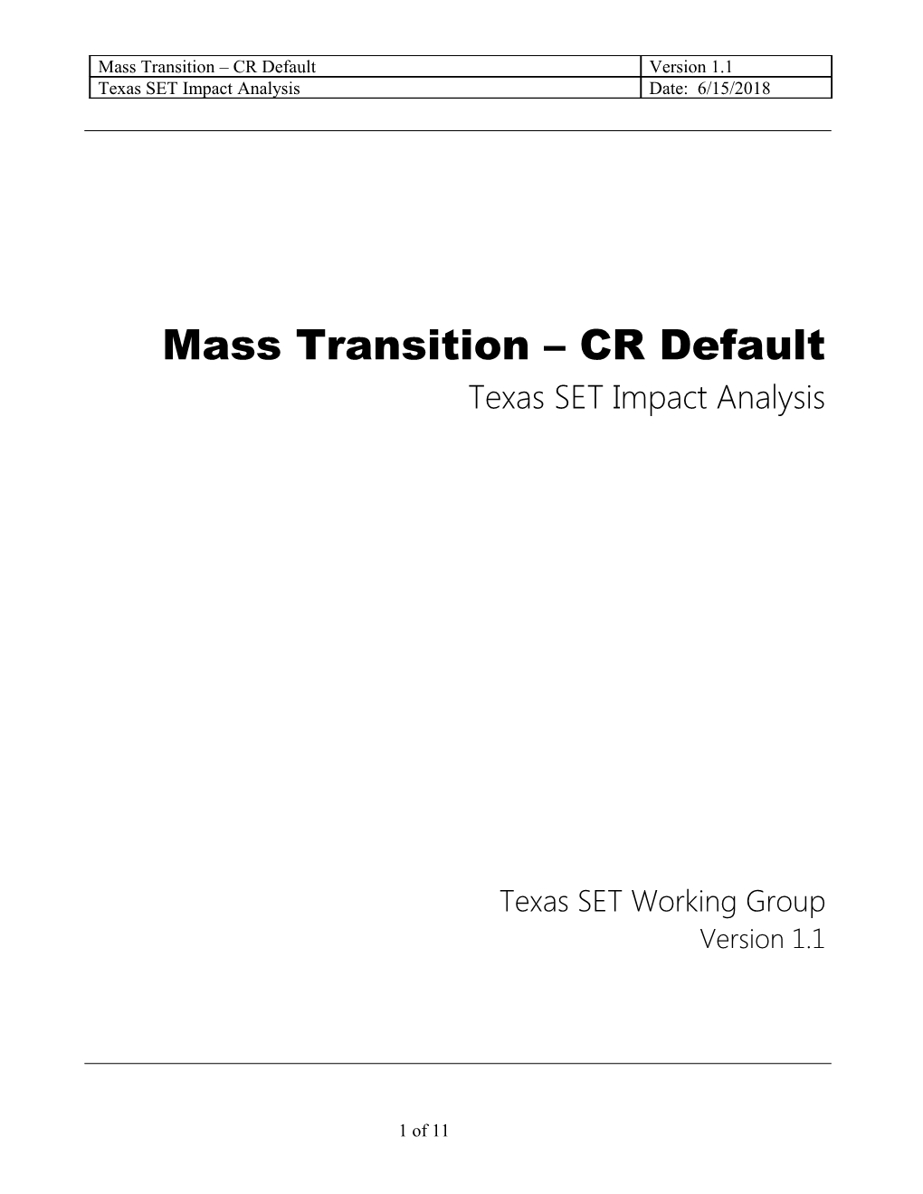 Mass Transition CR Default