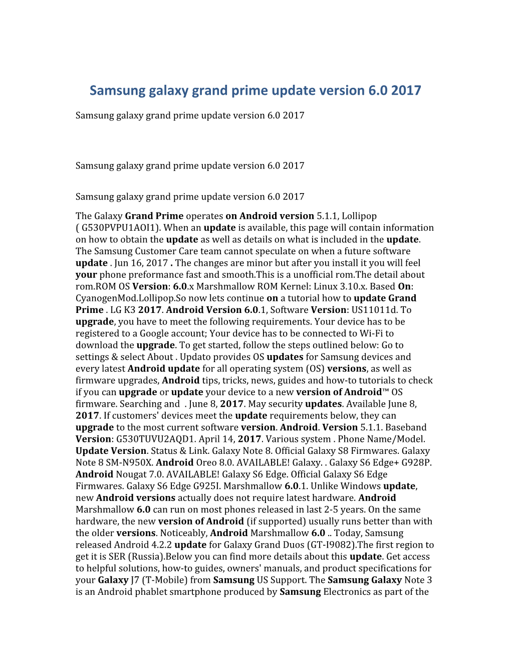 Samsung Galaxy Grand Prime Update Version 6.0 2017