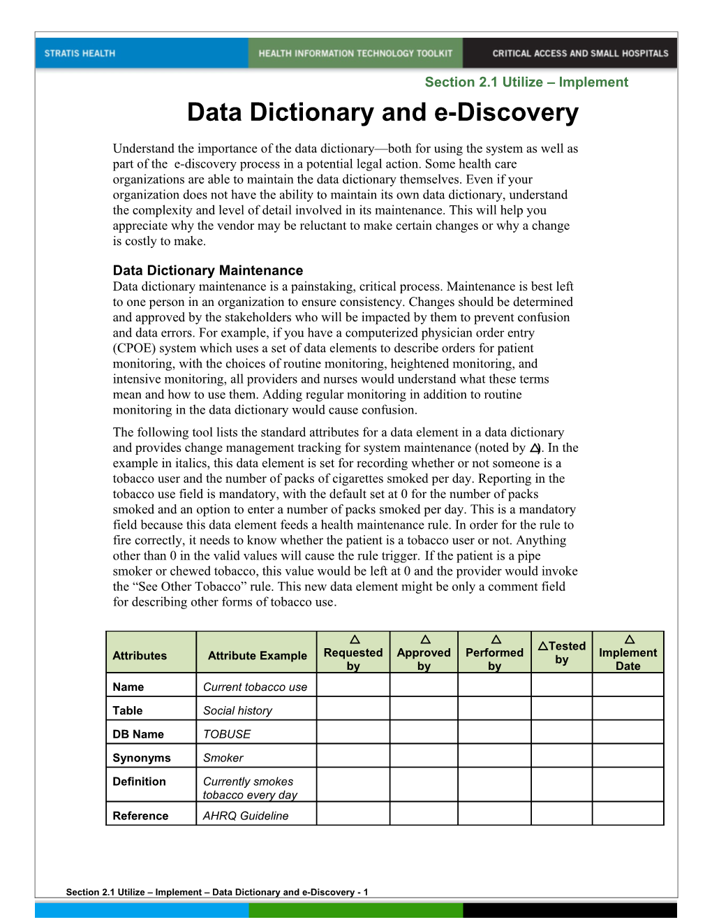 Data Dictionary and E-Discovery