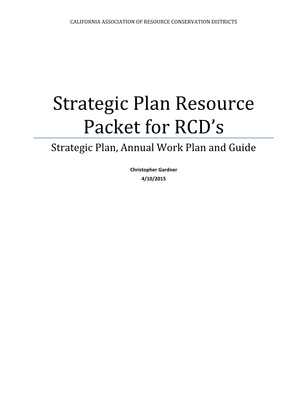 Strategic Plan Resource Packet for RCD S