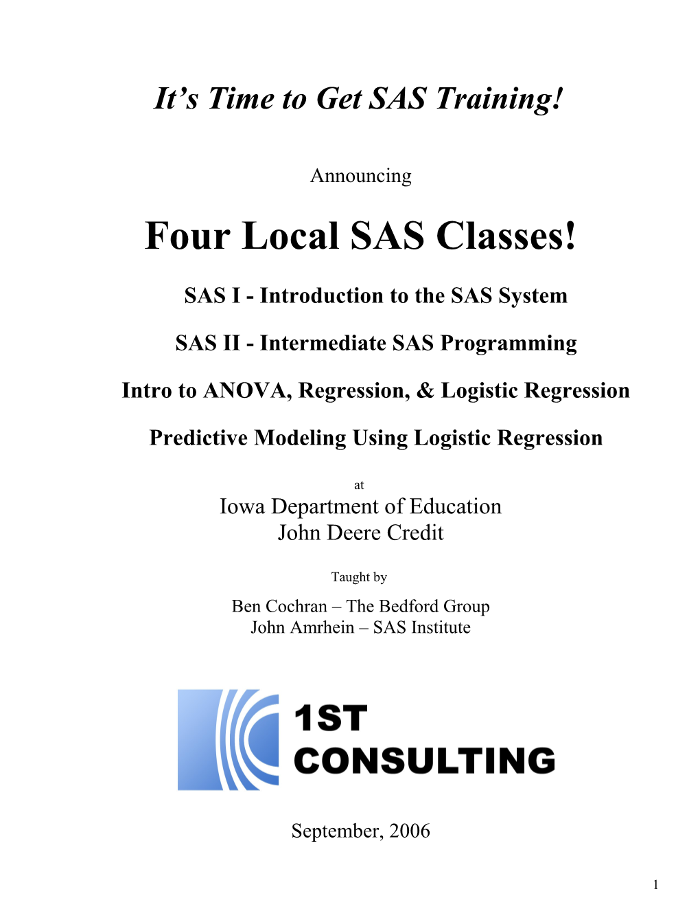 SAS Training Class