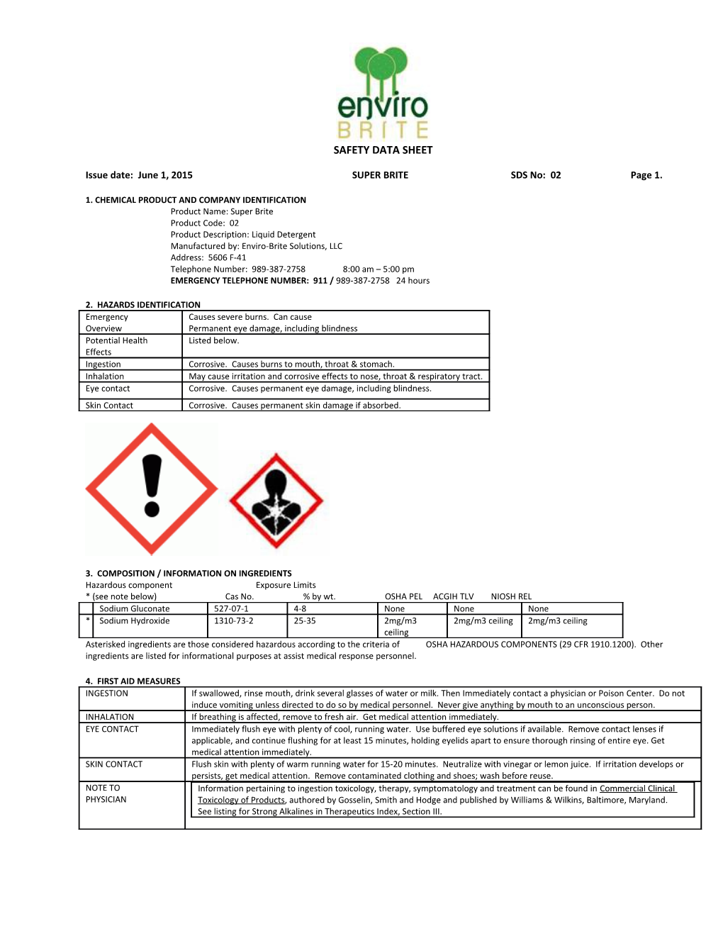 Material Safety Data Sheet s101