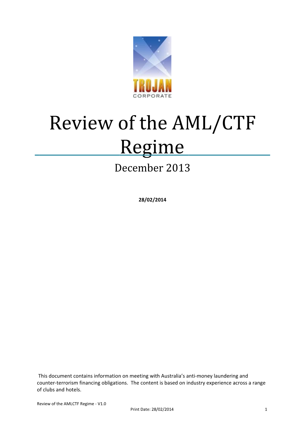 Review of the AML/CTF Regime