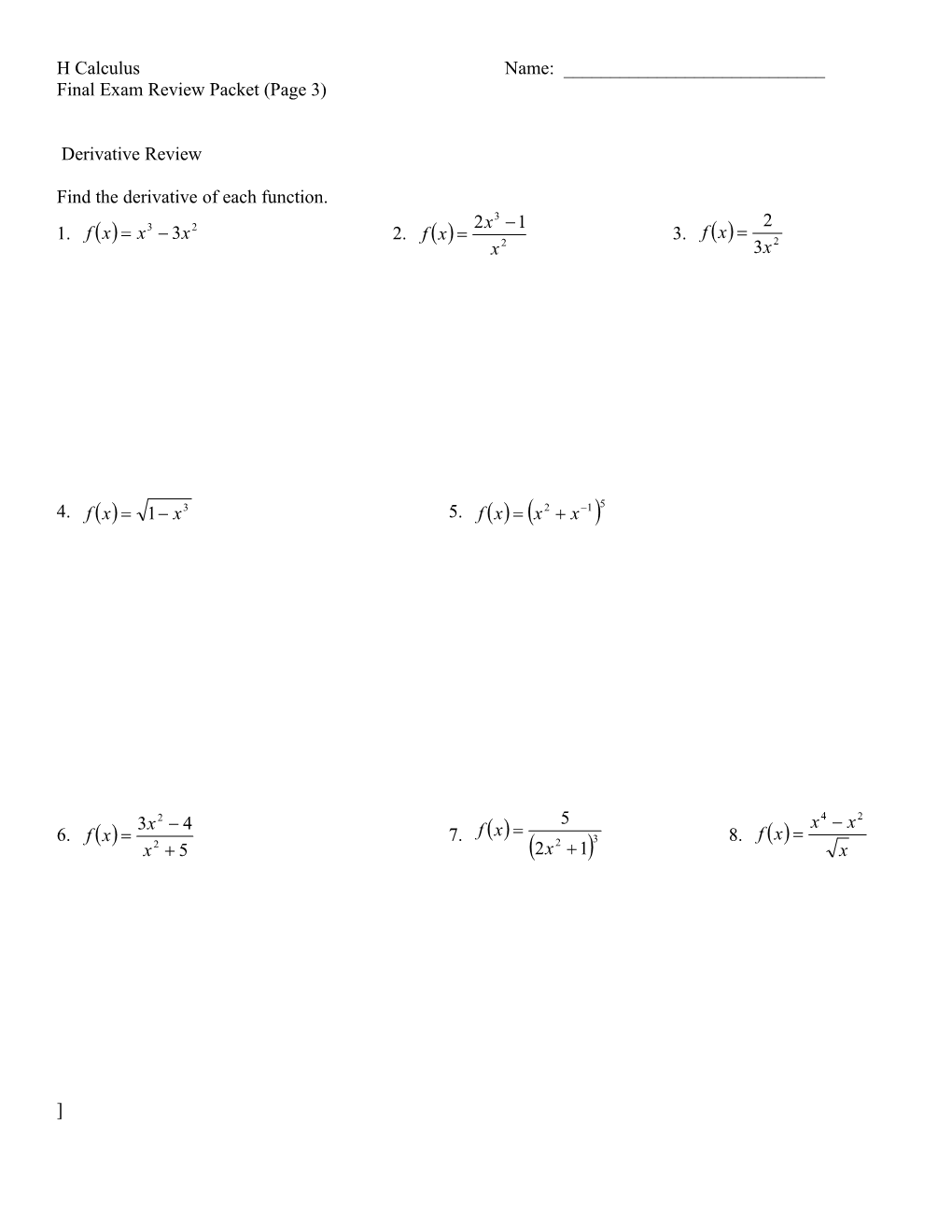 4-1 Antiderivateves and Indefinite Integration