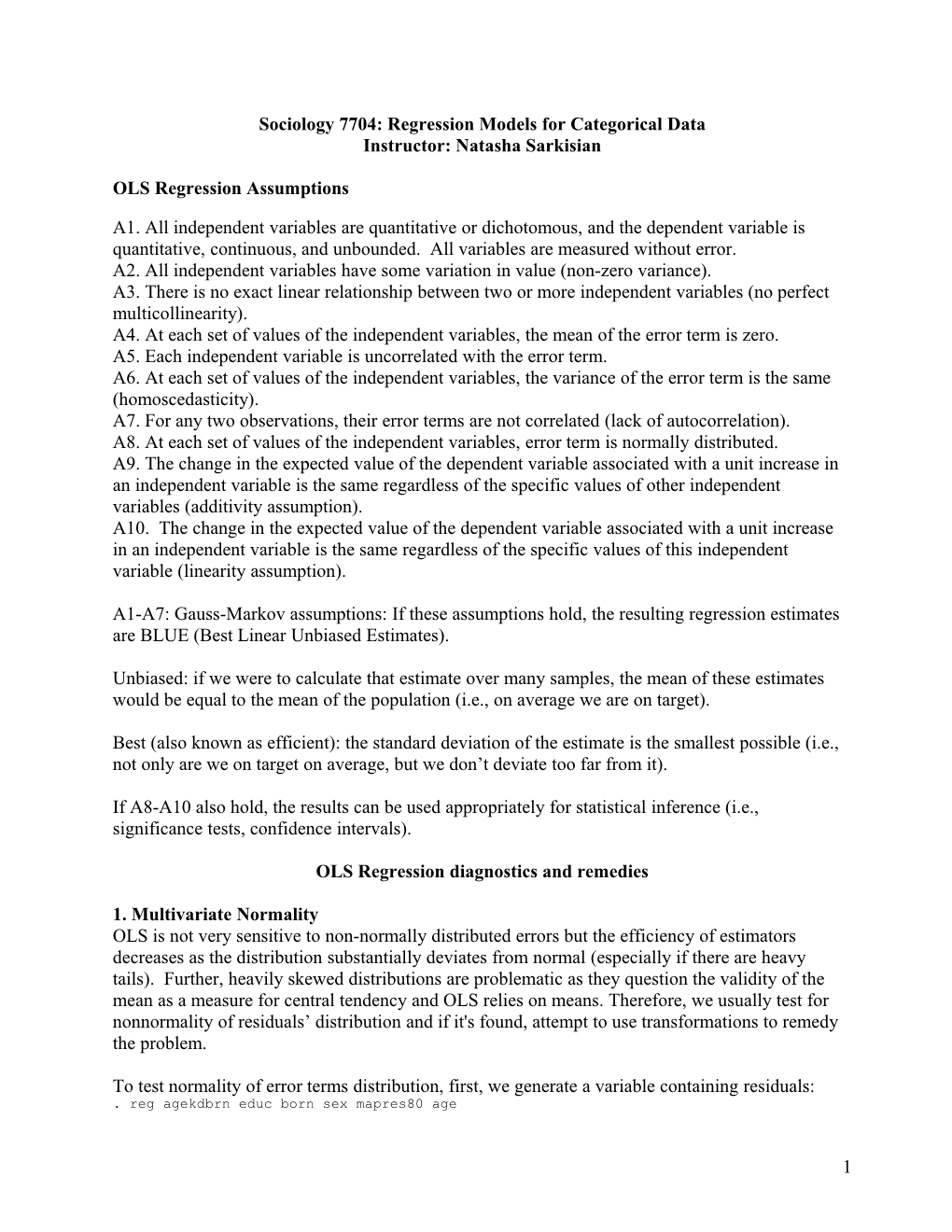 Sociology 7704: Regression Models for Categorical Data