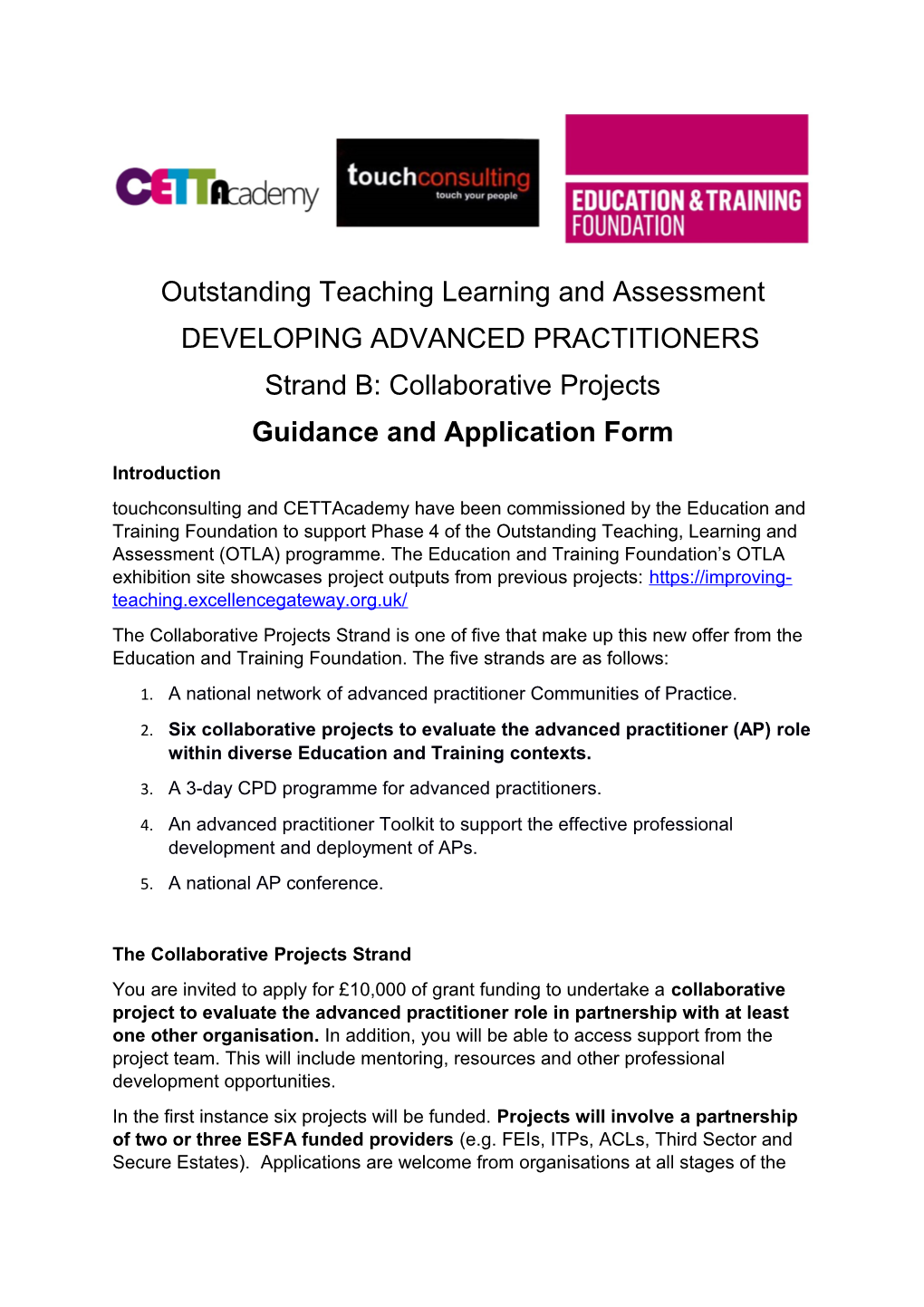 Outstanding Teaching Learning and Assessment