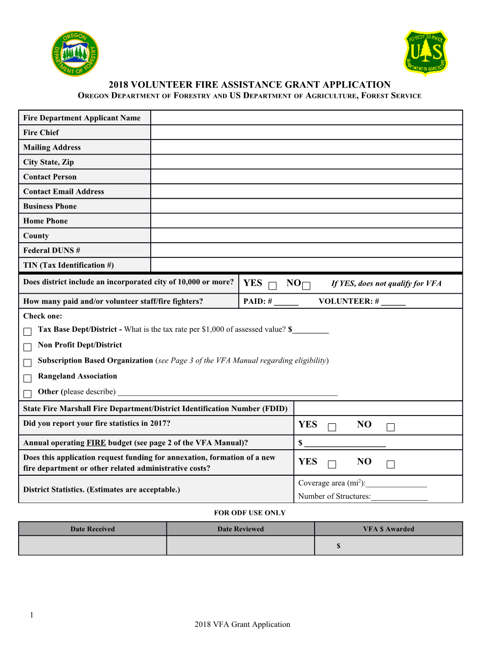 2014 VFA Application Form