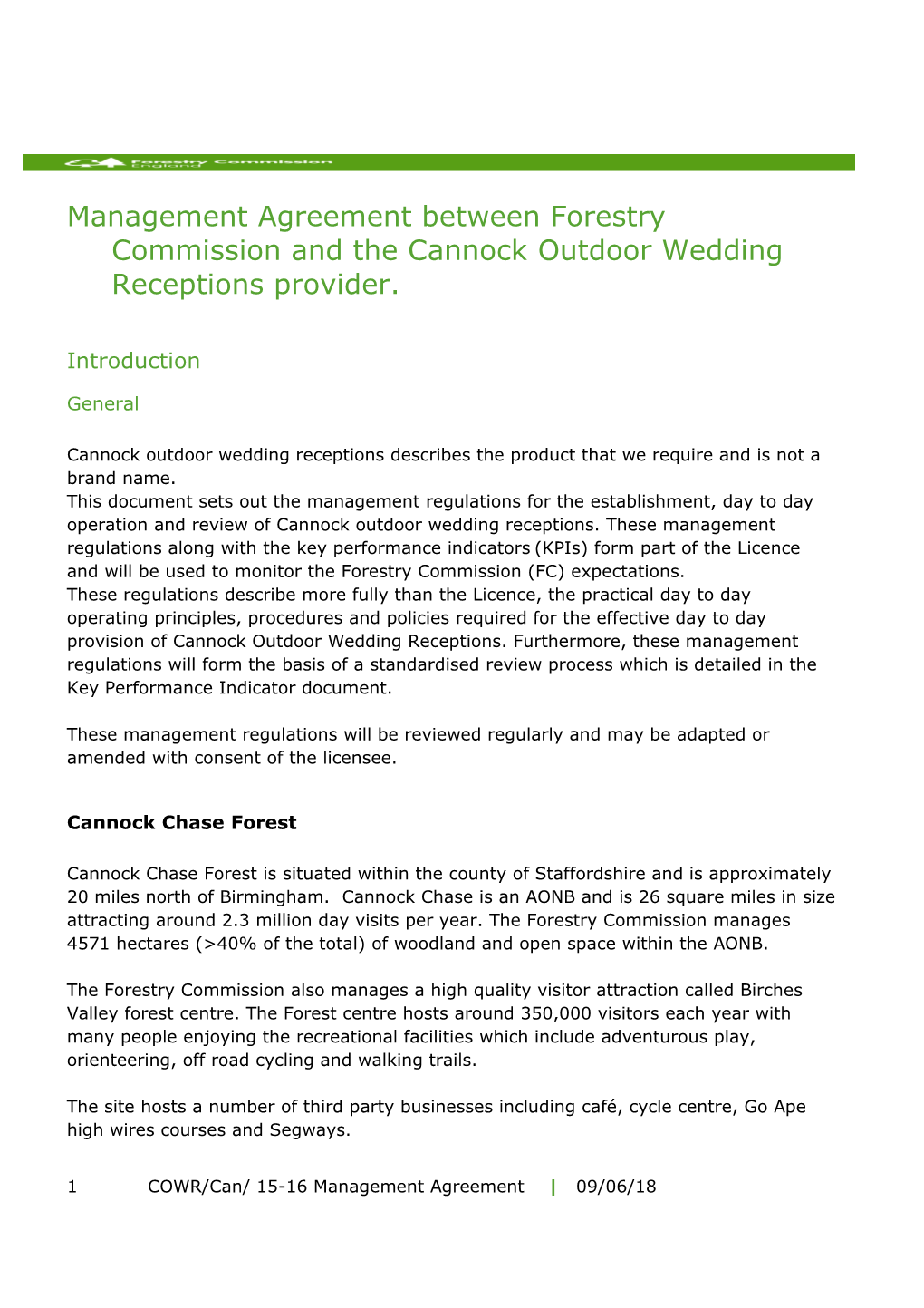Management Agreement Cannock Outdoor Wedding Receptions