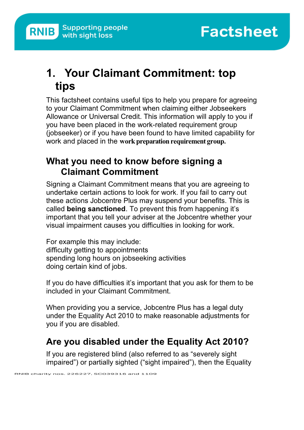 Claimant Commitment Top Tips