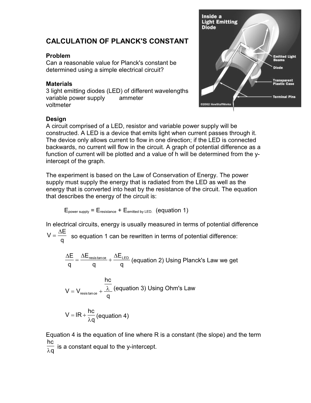 Calculation of Planck's Constant