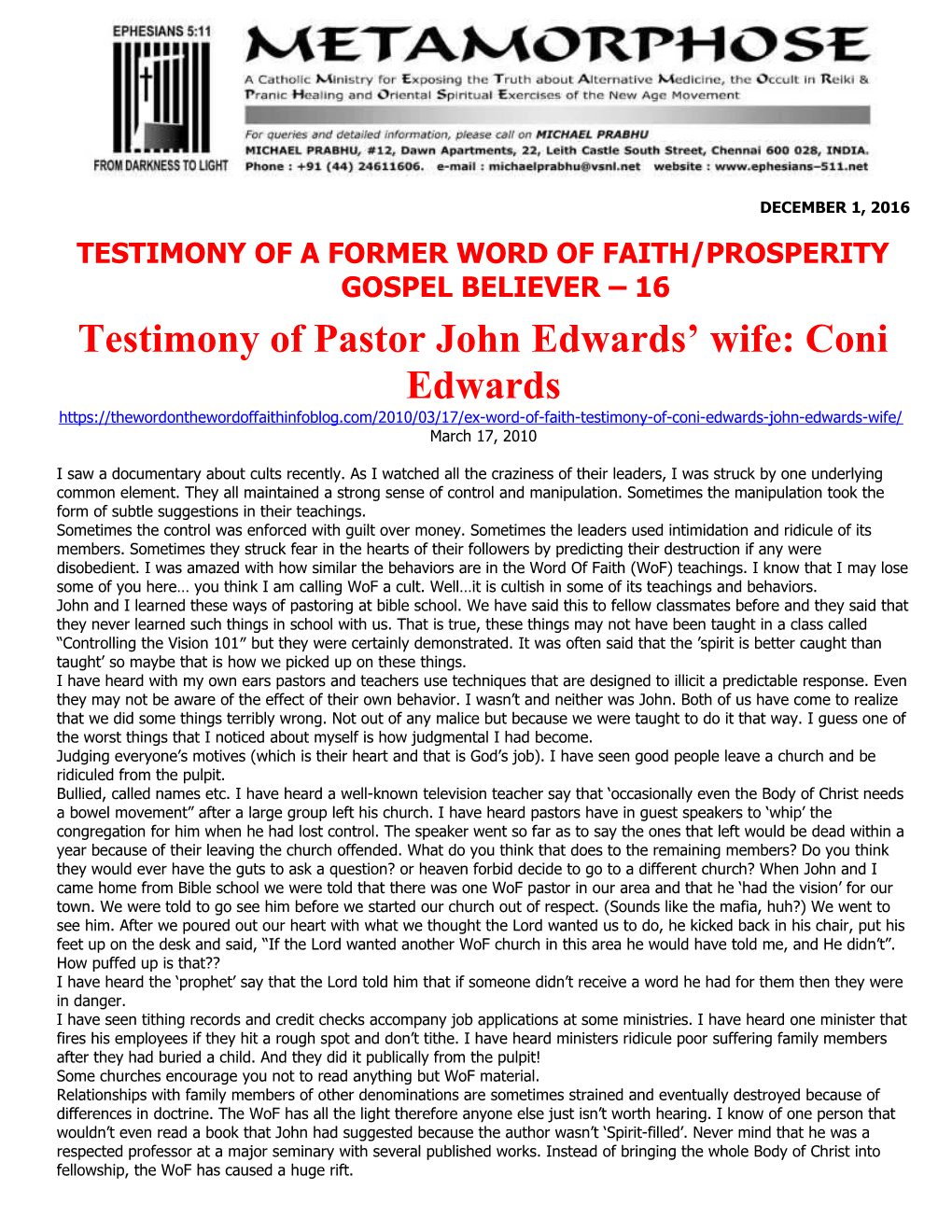 Testimony of a Former Word of Faith/Prosperity Gospel Believer 16