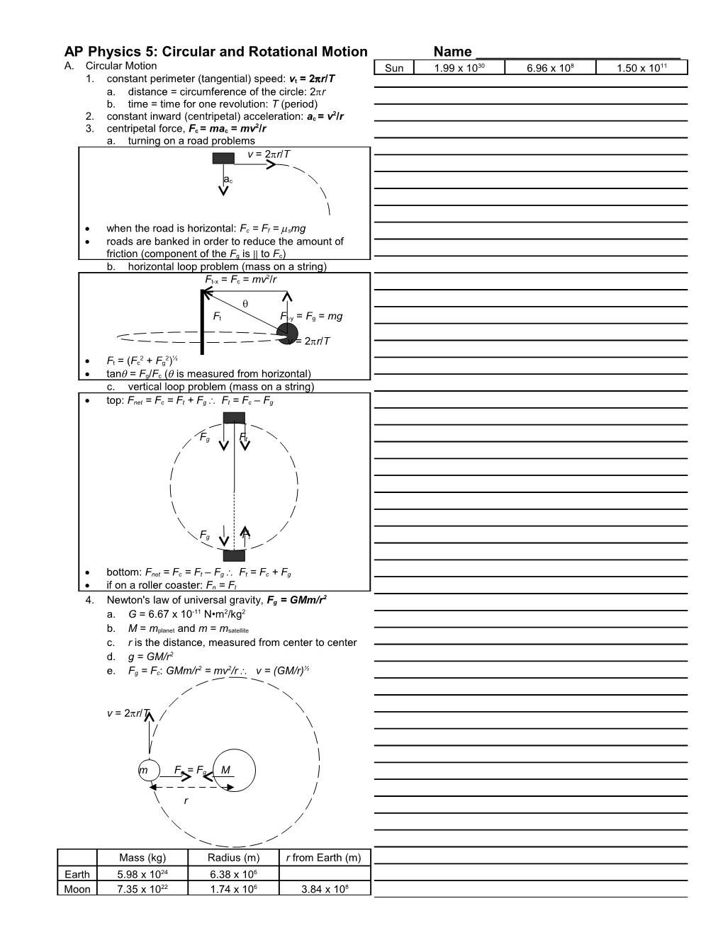 AP Physics 5: Circular and Rotational Motion Name ______