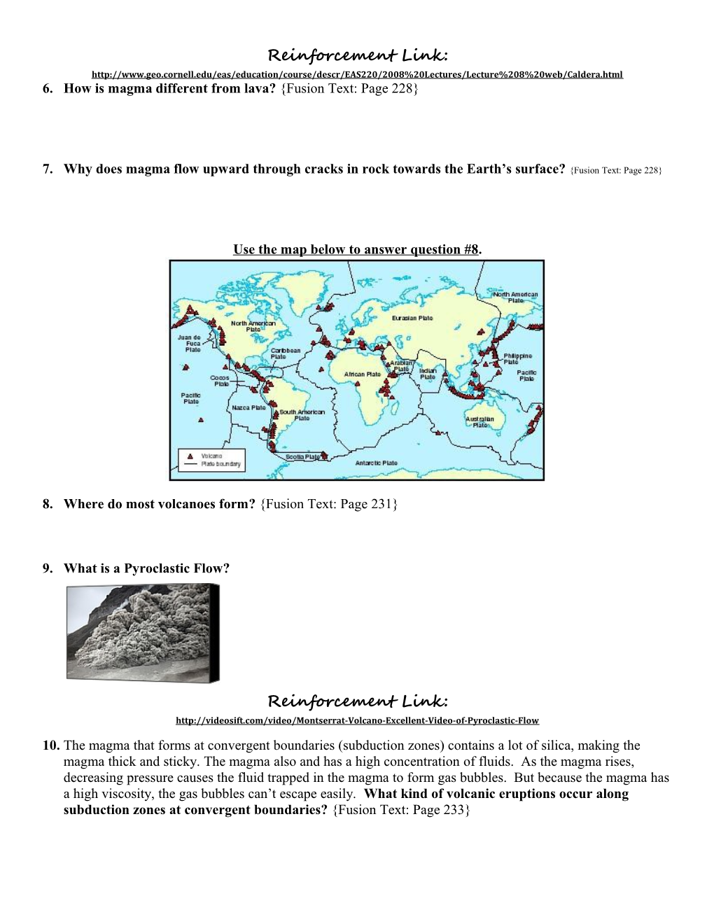 Unit #4, Lesson #4 Study Guide: Volcanoes
