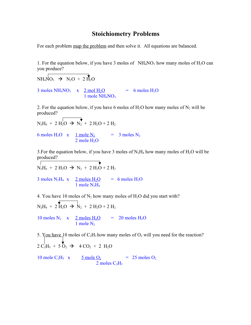 Stoichiometry Problems