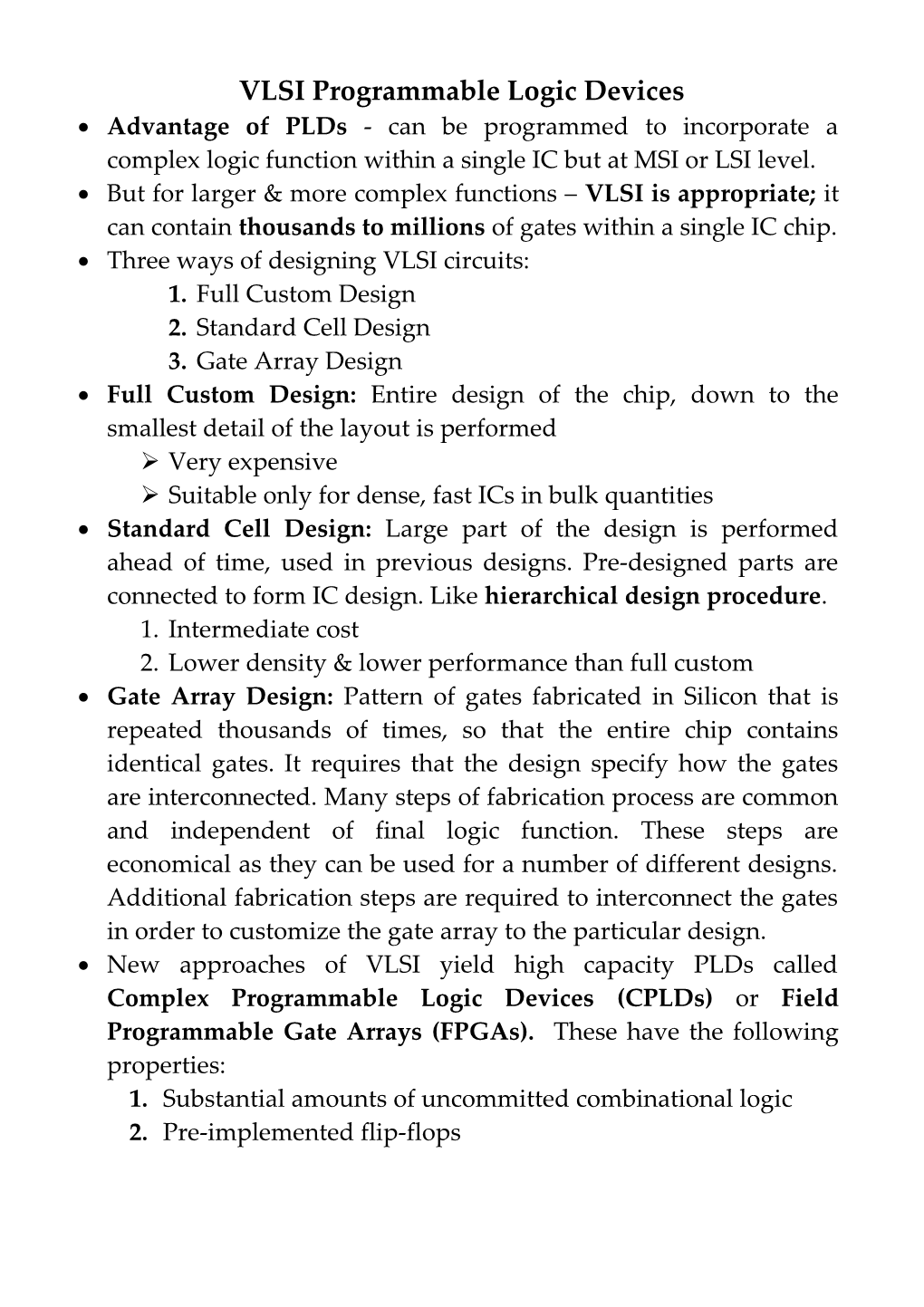 VLSI Programmable Logic Devices