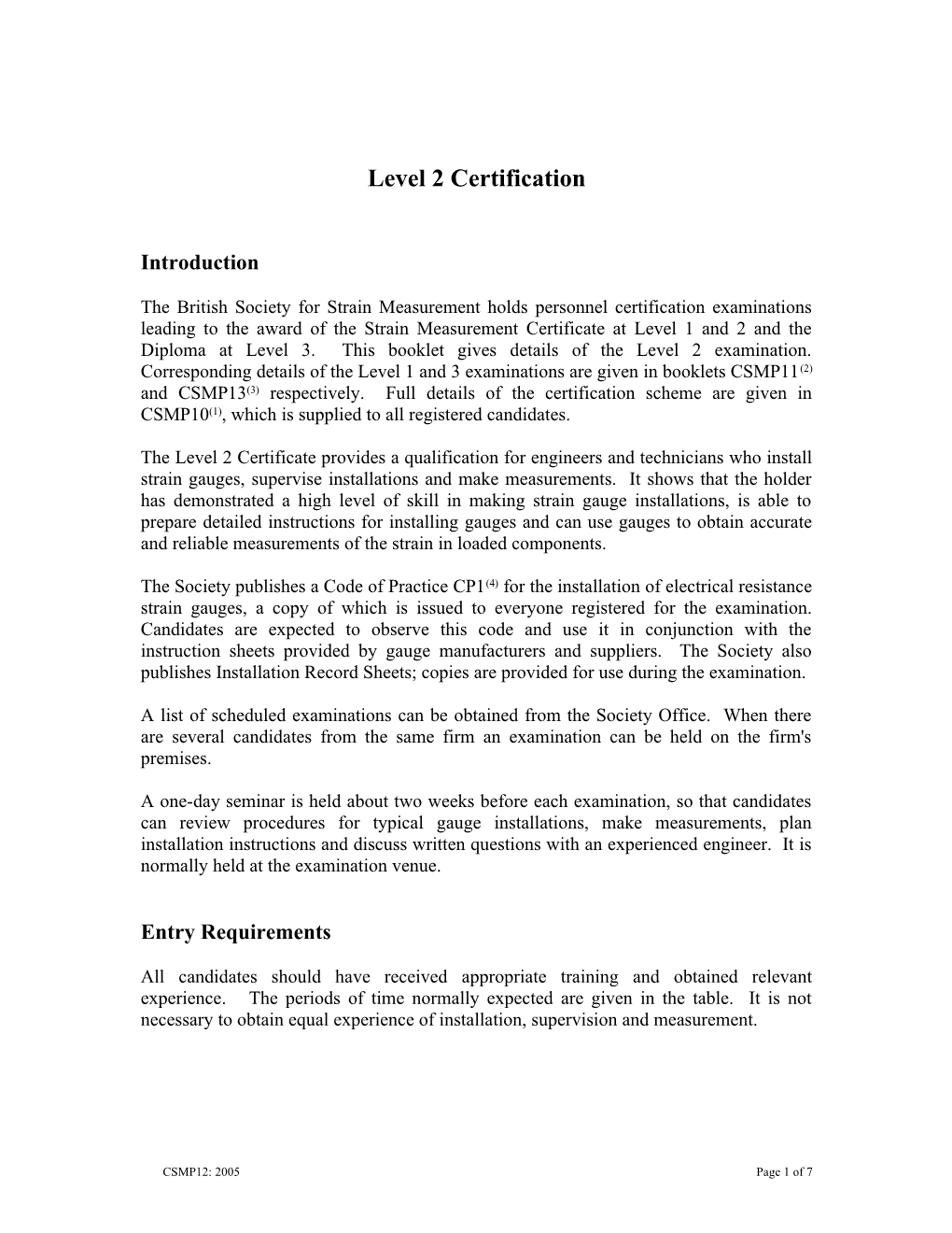 Level 2 Certification