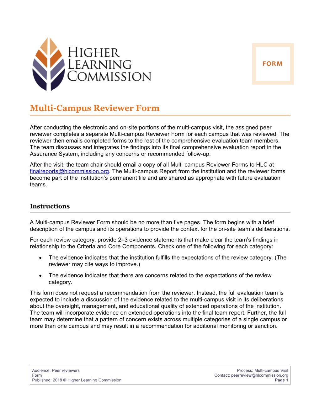 Multi-Campus Reviewer Form