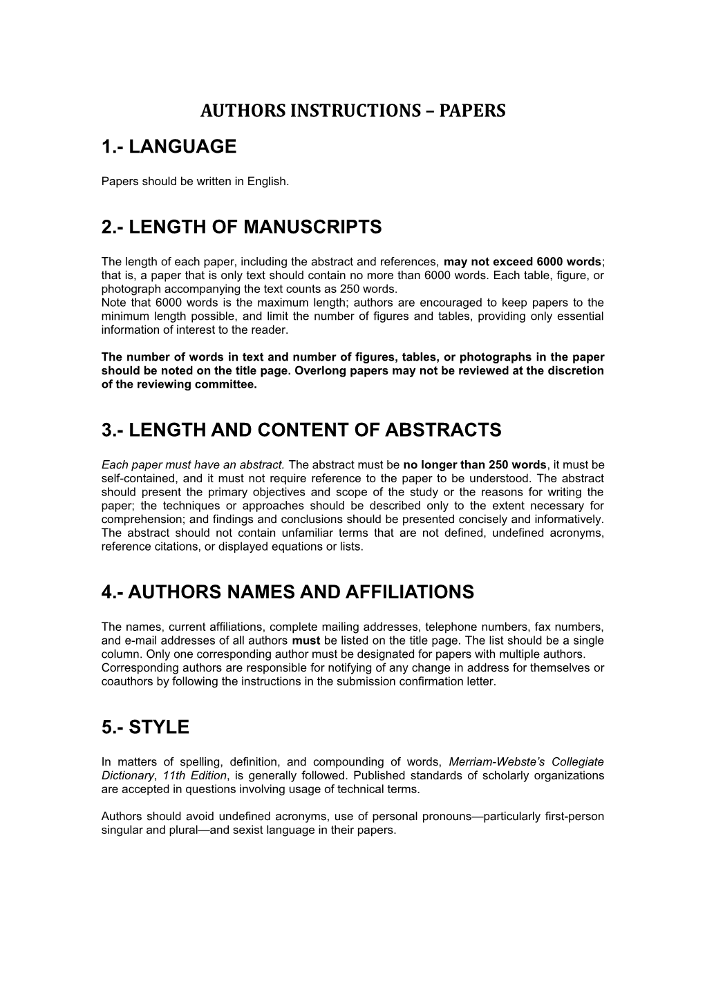 Authors Instructions Papers