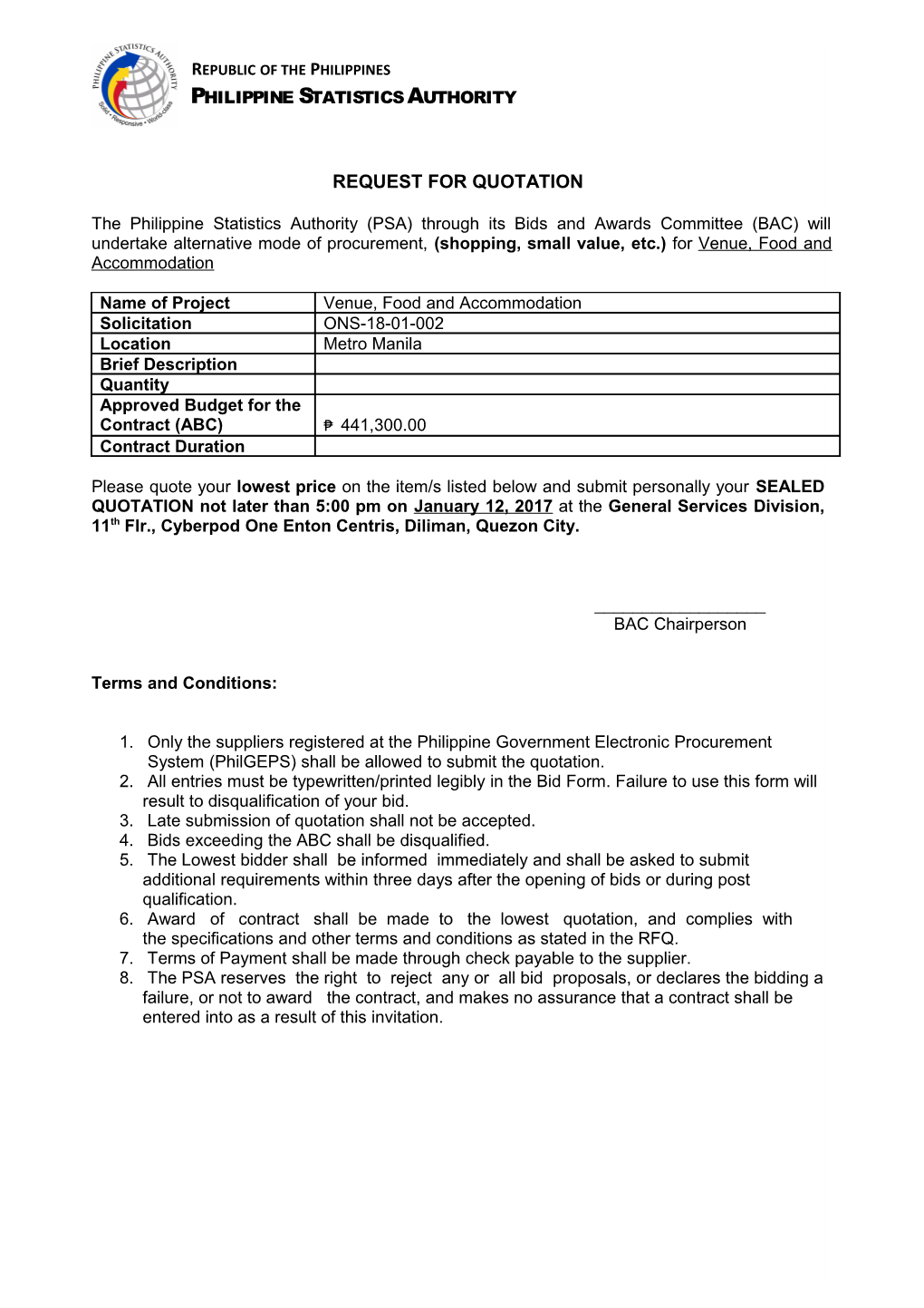 Request for Quotation s48