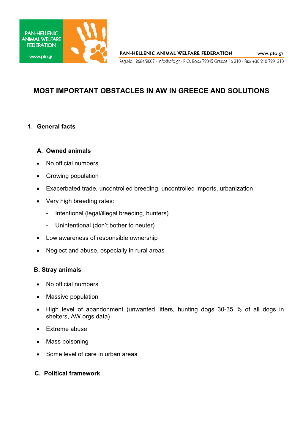Most Important Obstacles in Aw in Greece and Solutions