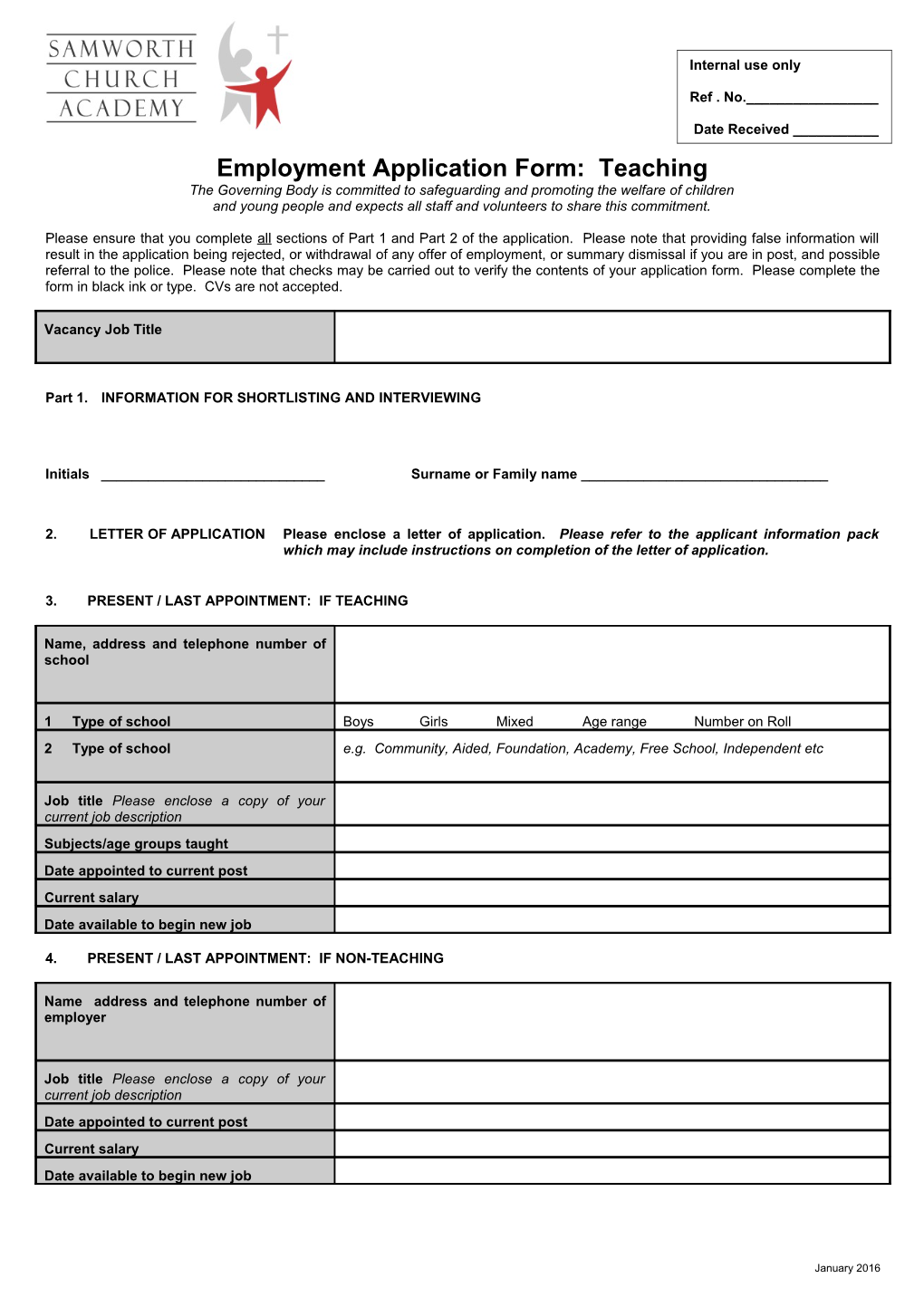 Application for Teaching Appointment s14