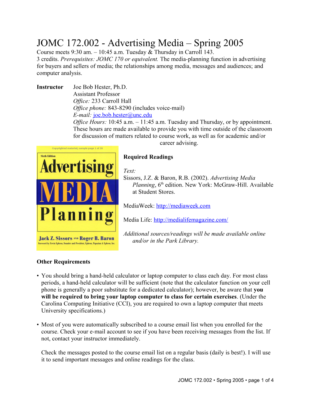 JOMC 172, Advertising Media
