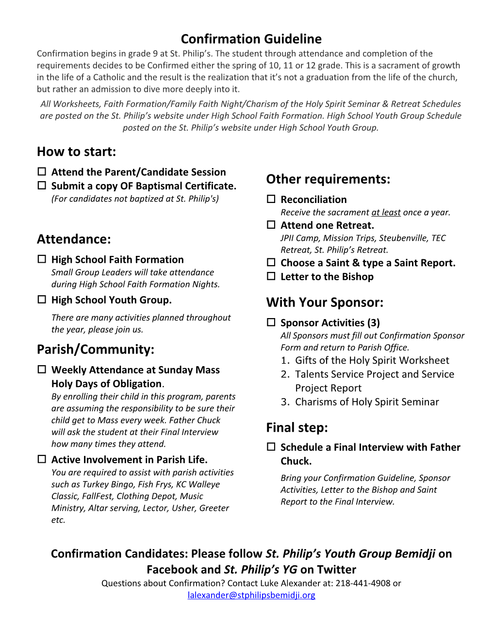 Confirmation Guideline