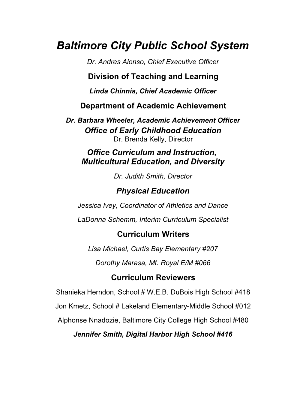 Baltimore City Public School System s2