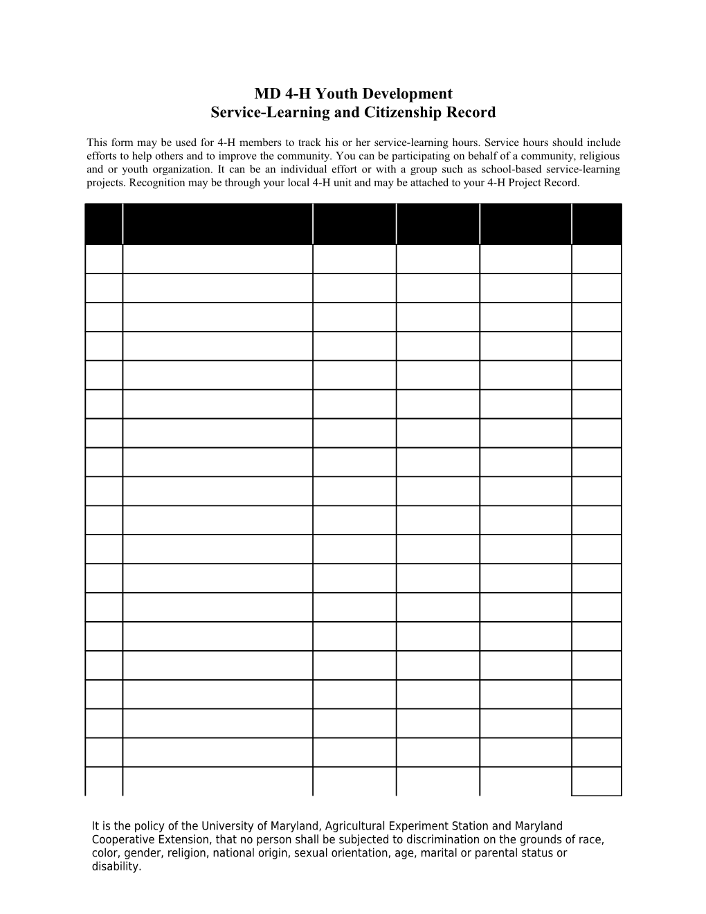 Service-Learning and Citizenship Record