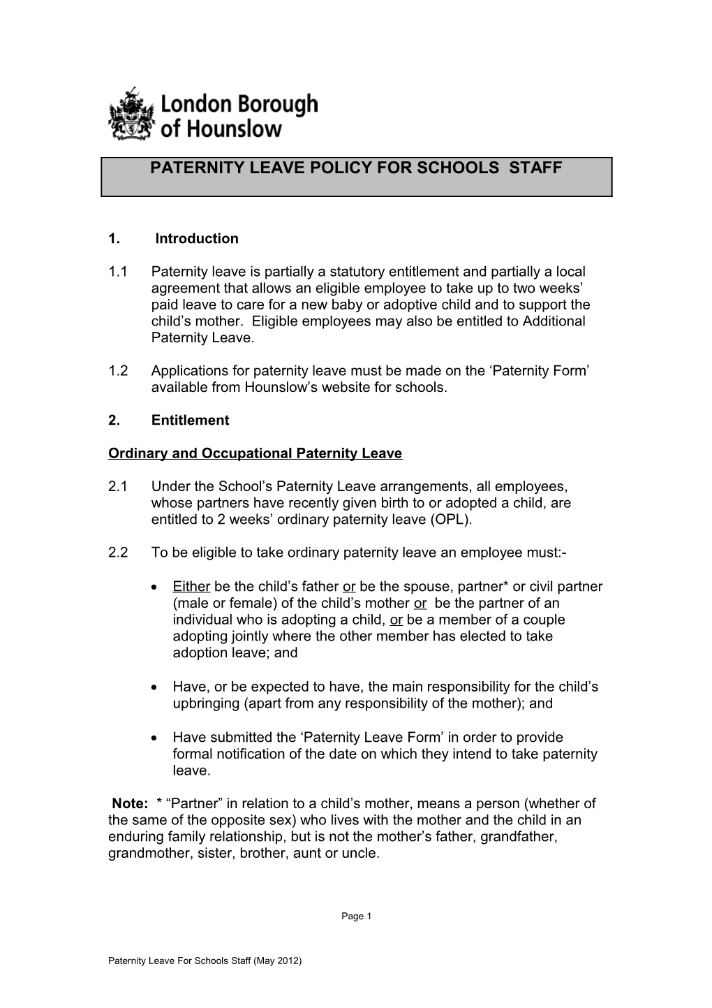 Ordinary and Occupational Paternity Leave