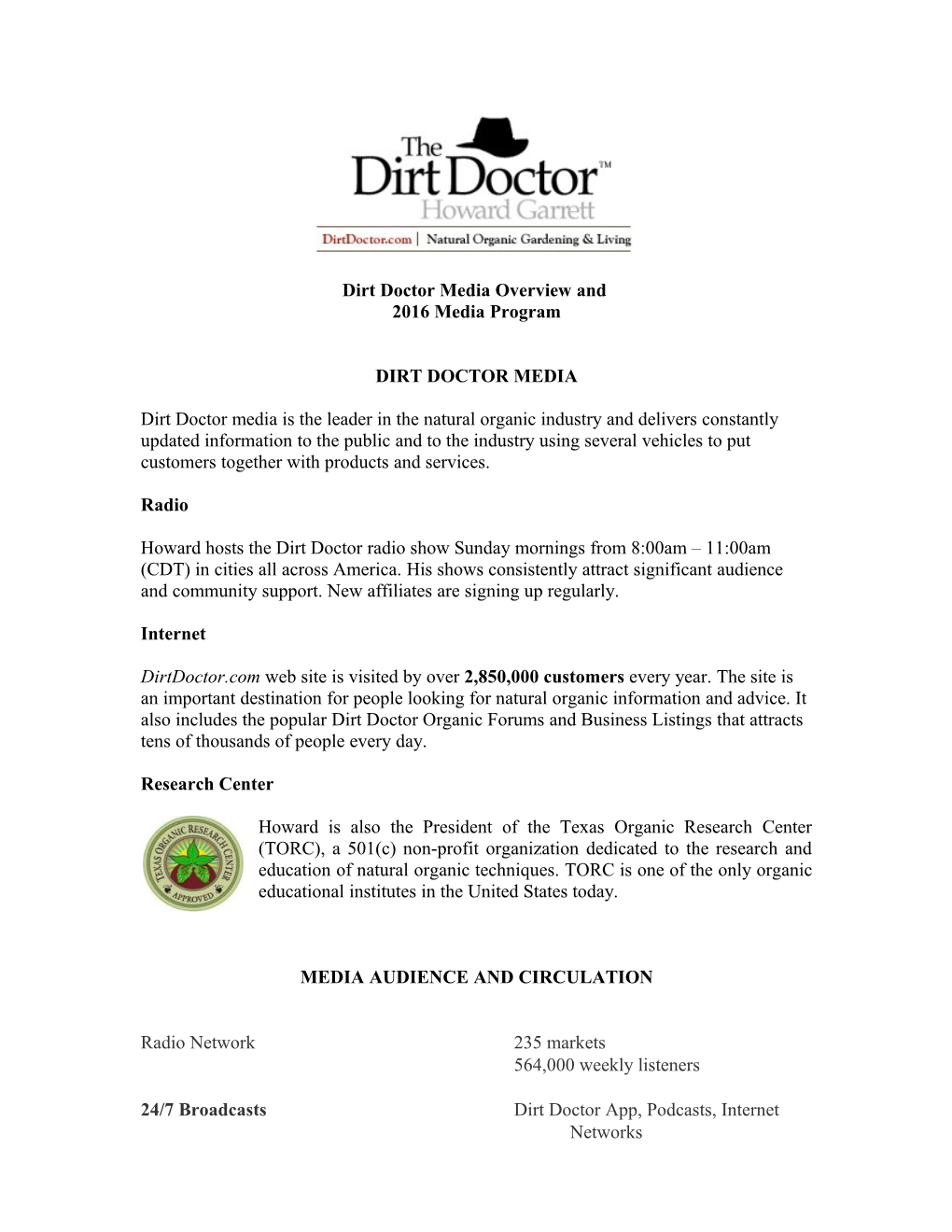 Dirt Doctor Media Overview And