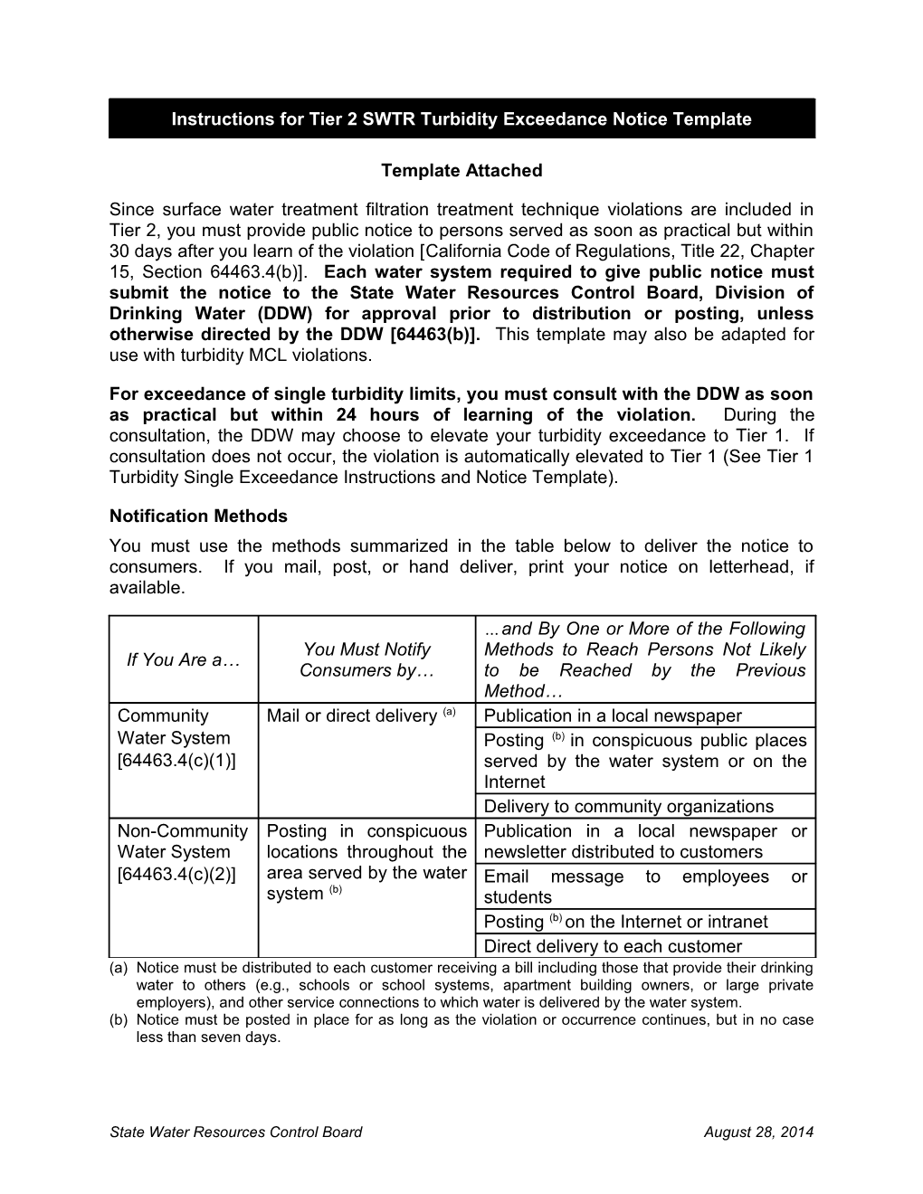 Instructions for SWTR Turbidity Exceedance Notice Template 2 6