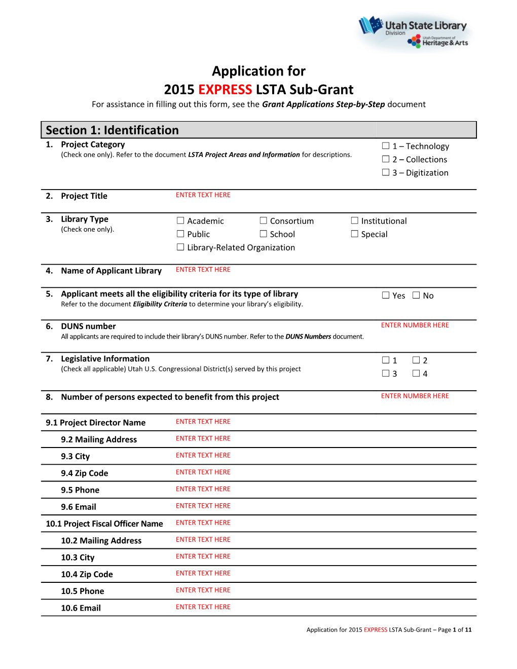 2015 EXPRESS LSTA Sub-Grant