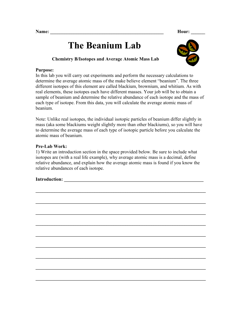 Isotopes and Atomic Mass Lab and Atomic Spectra Lab