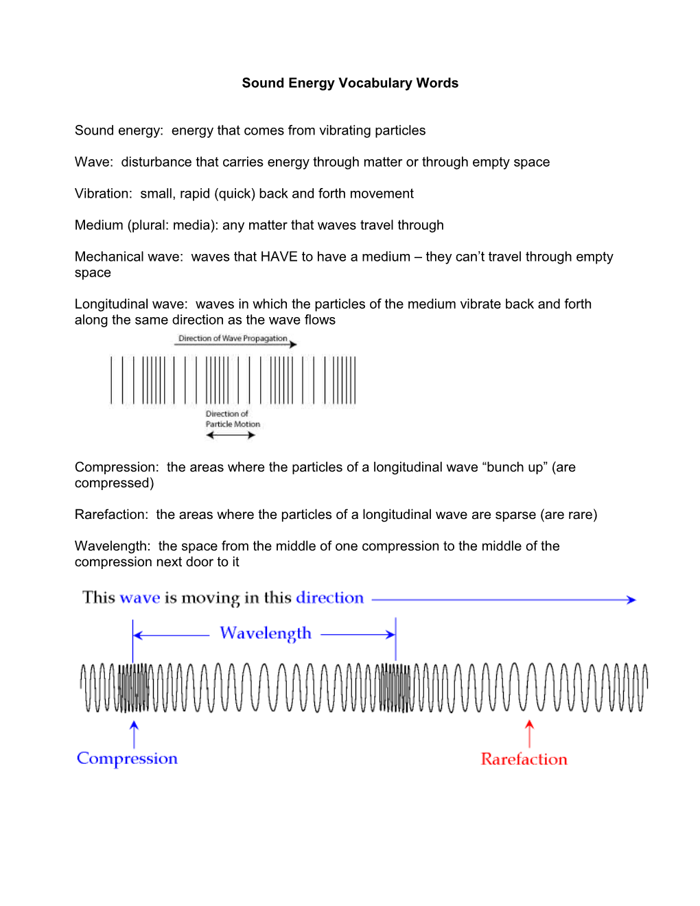 Sound Energy Vocabulary Words