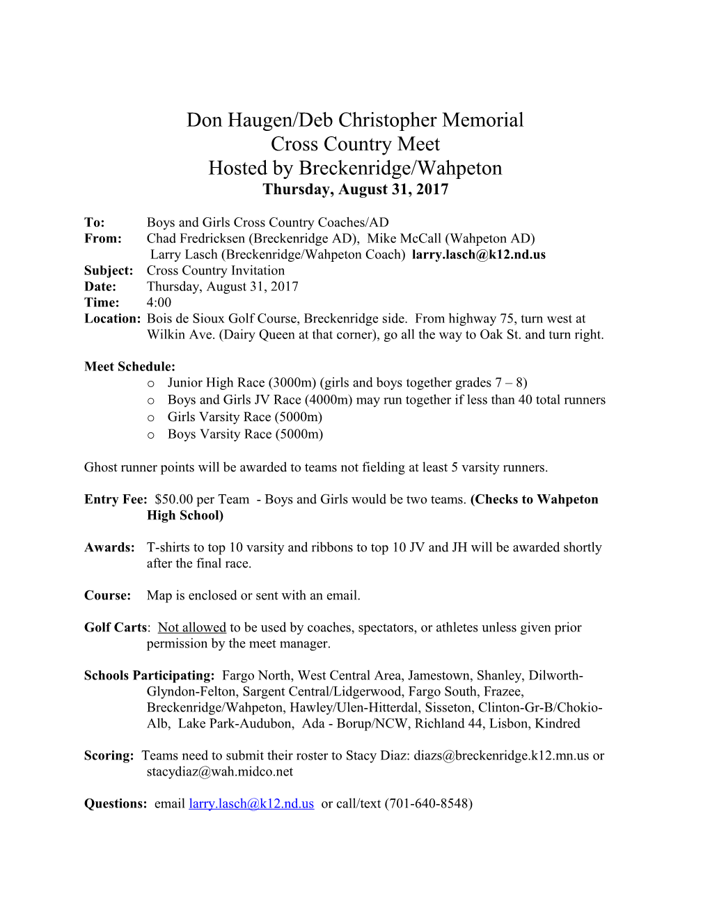 Don Haugen/Deb Christopher Memorial