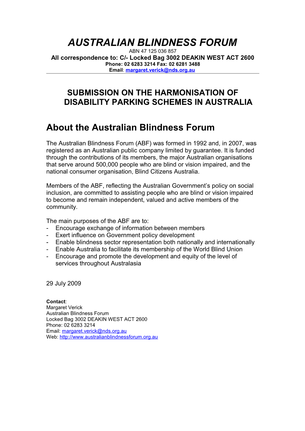 Australian Blindness Forum