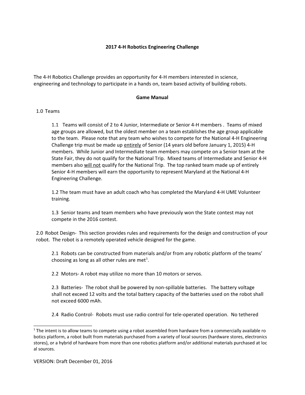 2017 4-H Robotics Engineering Challenge