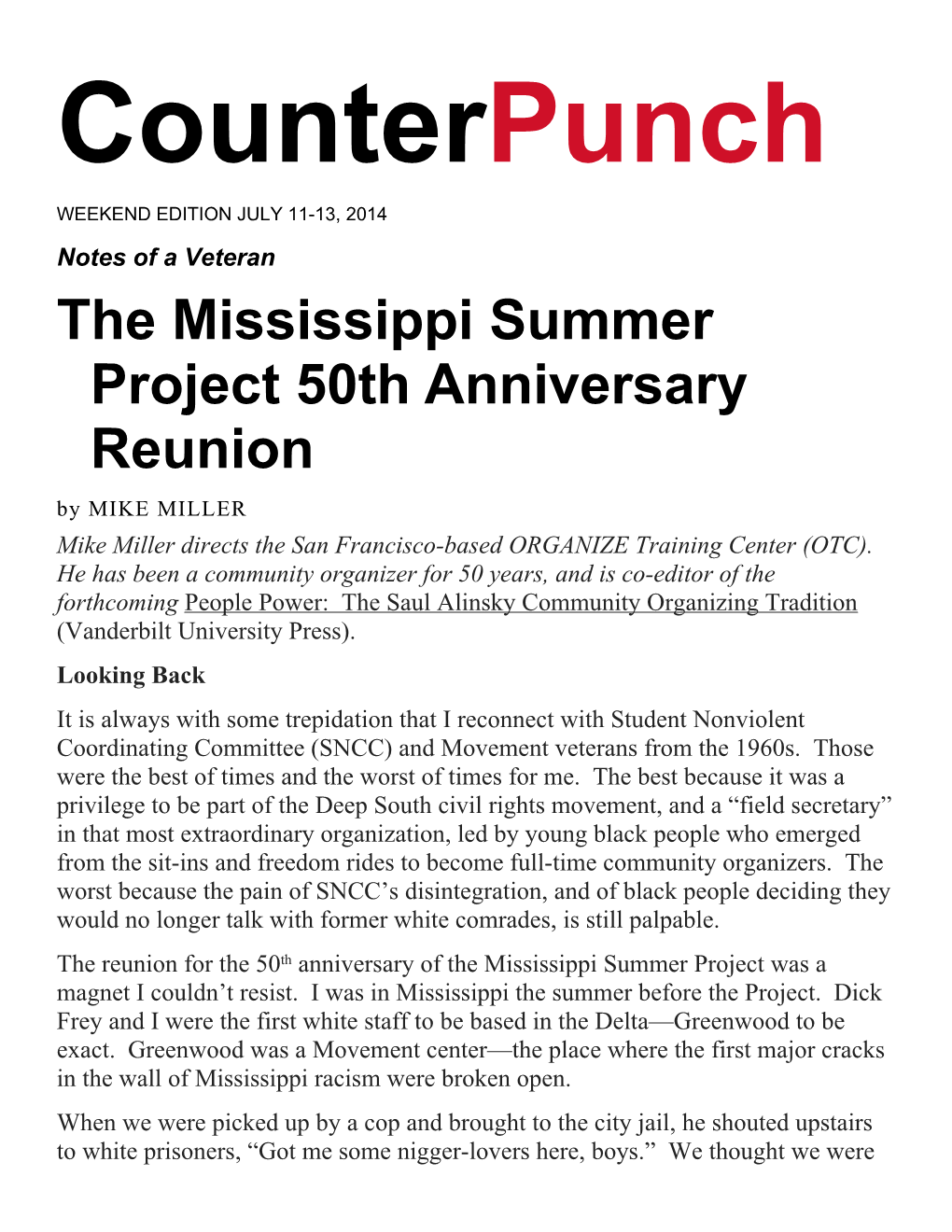 The Mississippi Summer Project 50Th Anniversary Reunion