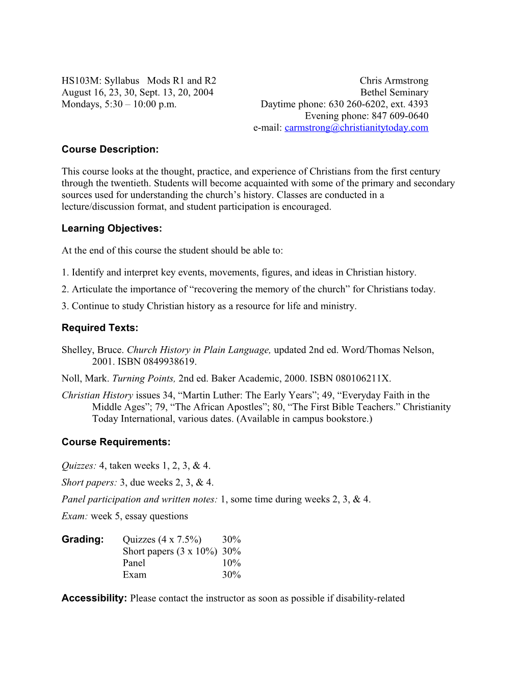 HIS103M Syllabus Page 2