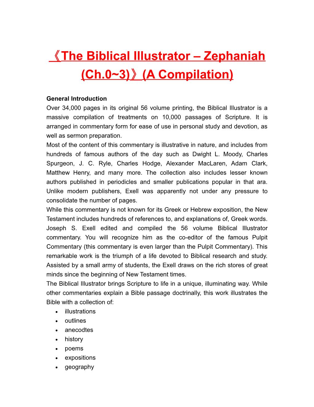 The Biblical Illustrator Zephaniah (Ch.0 3) (A Compilation)