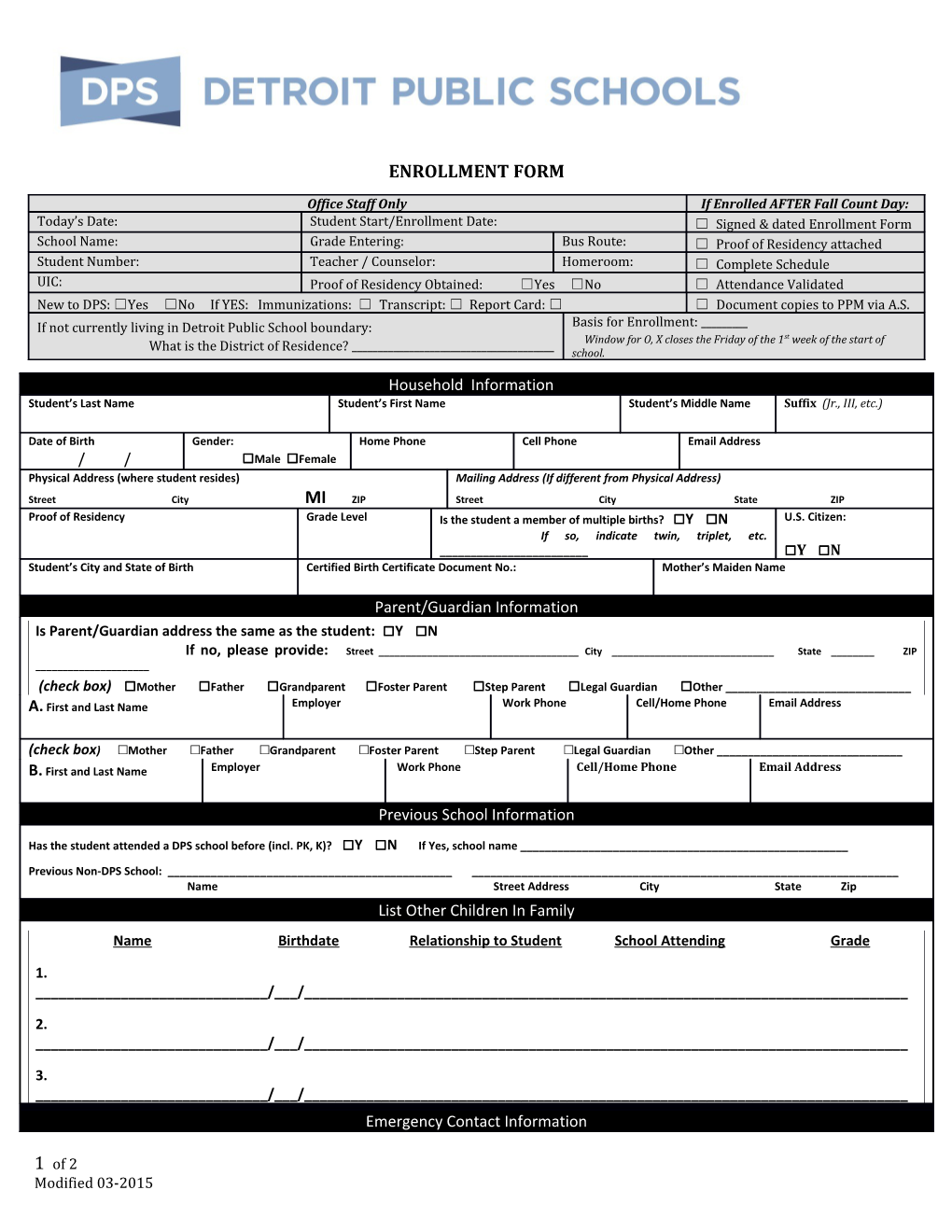 Enrollment Form s3