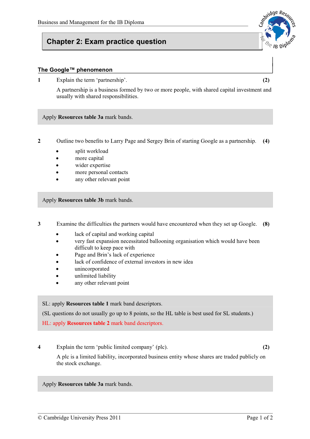 Extension Worksheet Topic 6