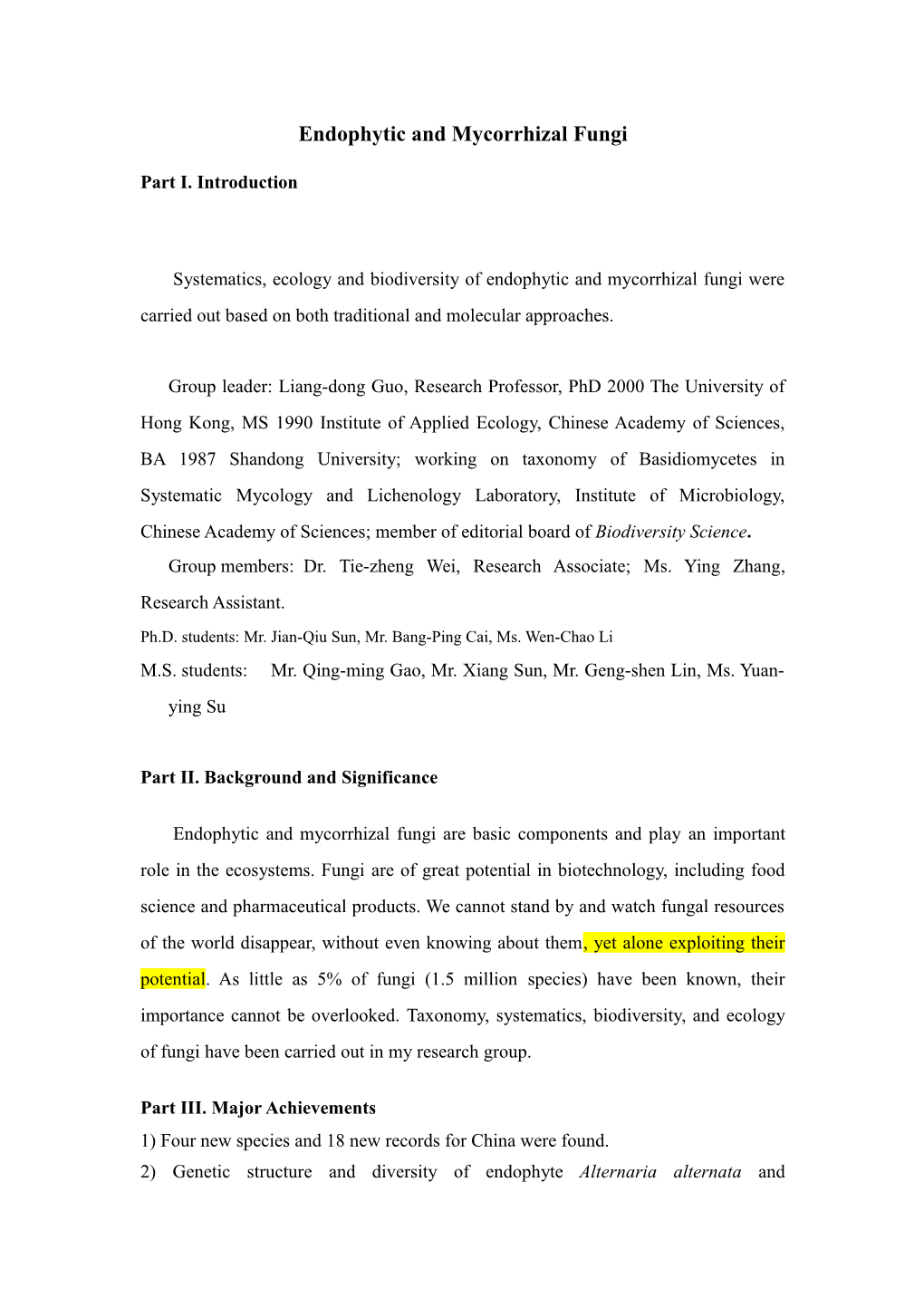 Endophytic and Mycorrhizal Fungi