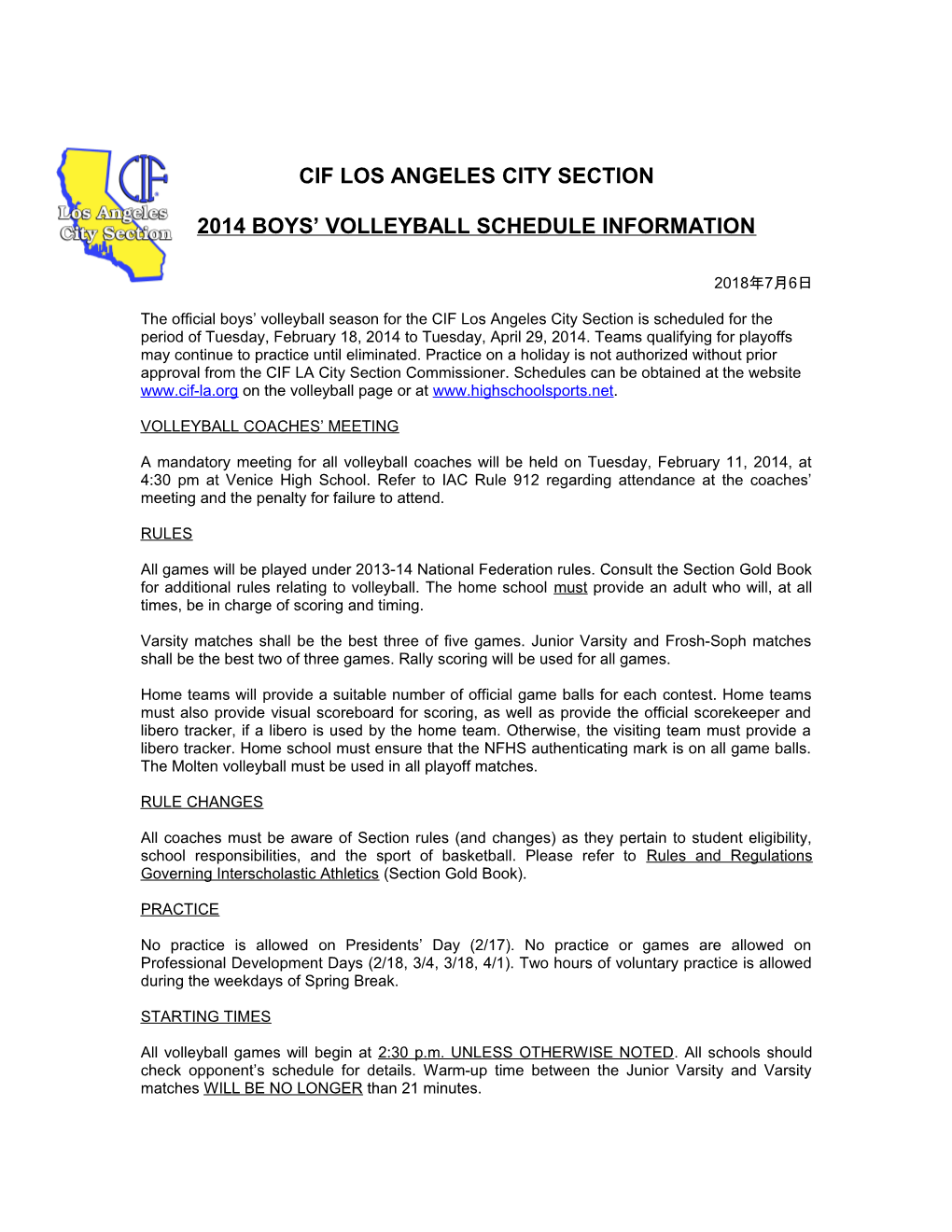 Cif Los Angeles City Section s14