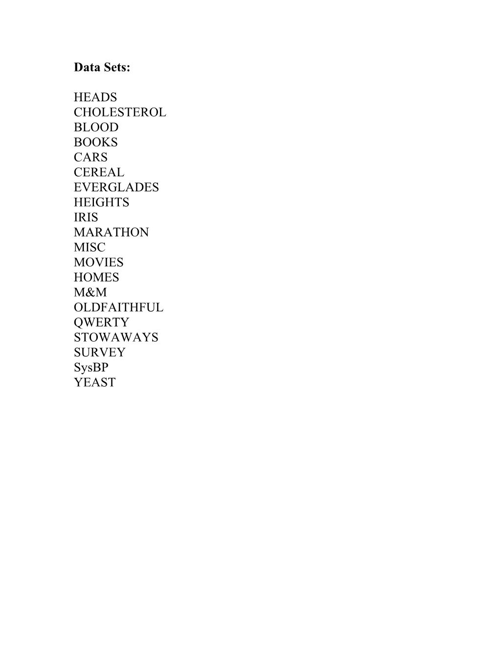 BLOOD: the Data Are Blood Measurements from 50 Subjects (From the U