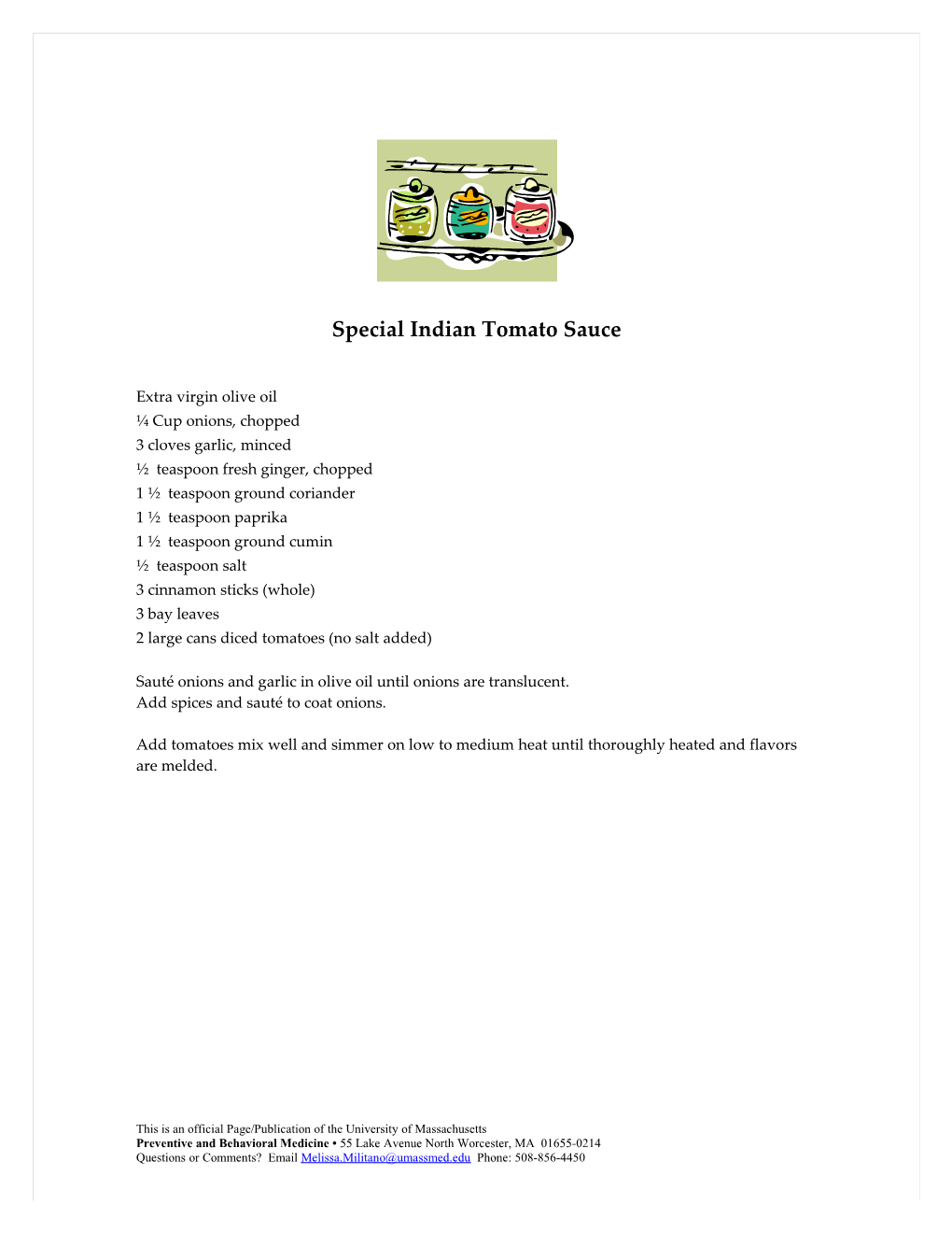 Special Indian Tomato Sauce